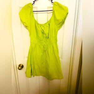 Lime Green Puff Sleeve Top or Dress